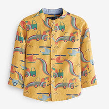 Load image into Gallery viewer, Ochre Yellow Printed Long Sleeve Grandad Collar Shirt (9mths-5yrs)

