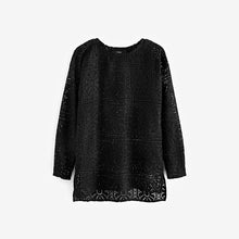 Load image into Gallery viewer, Black Knit Look Long Sleeve Top
