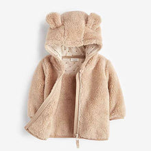 Load image into Gallery viewer, Toffee Brown Cosy Fleece Bear Baby Jacket (0mths-18mths)
