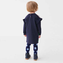 Load image into Gallery viewer, Navy Blue Flower Jumper Dress And Tights (3mths-5yrs)
