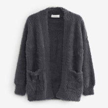 Load image into Gallery viewer, Charcoal Grey Fluffy Long Cardigan (3-12yrs)
