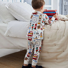 Load image into Gallery viewer, Blue/White London Dino Bus 3 Pack Snuggle Pyjamas (9mths-6yrs)
