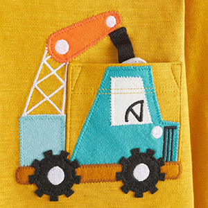 Yellow Digger Long Sleeve Pocket T-Shirt (3mths-5yrs)