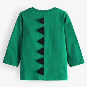 Green Croc Long Sleeve Character Back Spiked T-Shirt (3mths-6yrs)