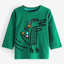 Load image into Gallery viewer, Green Croc Long Sleeve Character Back Spiked T-Shirt (3mths-6yrs)
