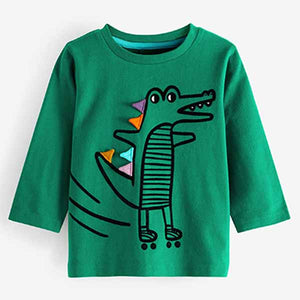 Green Croc Long Sleeve Character Back Spiked T-Shirt (3mths-6yrs)