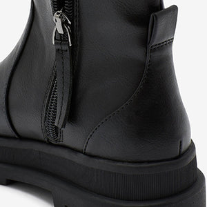 Black Mid Height Chunky Boots (Older Girls)