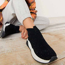 Load image into Gallery viewer, Black Embellished Sock Trainers (Older Girls)
