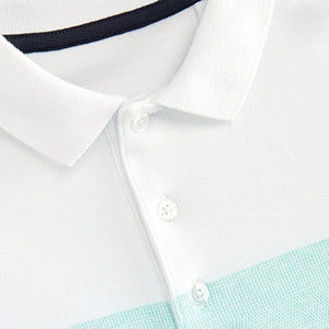 White/Mint Green Colourblock Polo Shirt (3-12yrs)