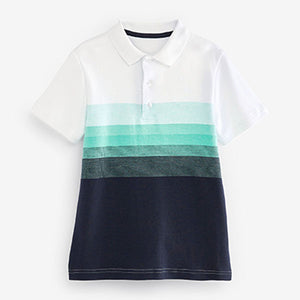 White/Mint Green Colourblock Polo Shirt (3-12yrs)