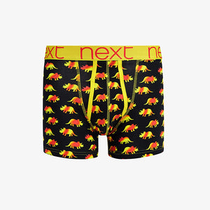 4 Pack Black Bright Dinosaur Print A-Front Boxers