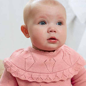 Pink Knitted Baby Pointelle Dress (0mths-18mths)