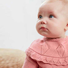 Load image into Gallery viewer, Pink Knitted Baby Pointelle Dress (0mths-18mths)
