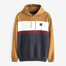 Load image into Gallery viewer, Navy Blue / Tan Colourblock Hoodie
