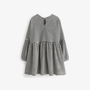 Black /White Check Long Sleeve Dress (3-12yrs)