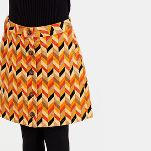 Orange Patterned Cord Skirt (3-12yrs)