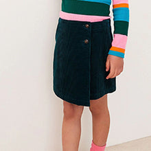 Load image into Gallery viewer, Teal Blue Asymmetric Cord Skirt (3-12yrs)
