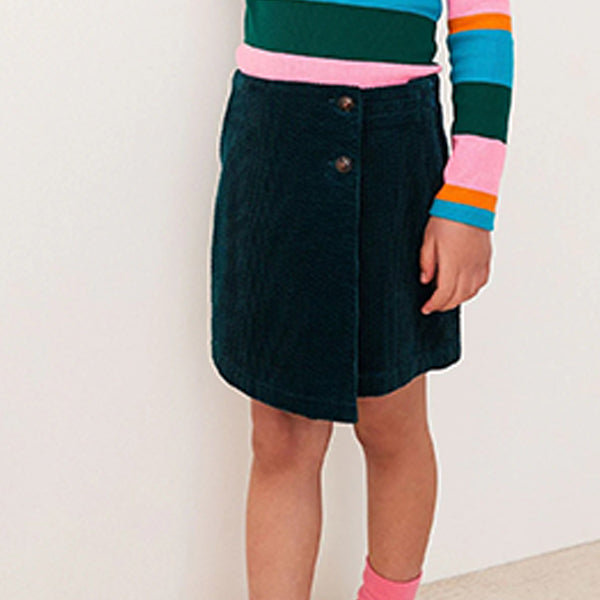 Teal Blue Asymmetric Cord Skirt (3-12yrs)