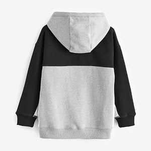 Hoodies Grey/Black Jersey Colourblock (3-12yrs)