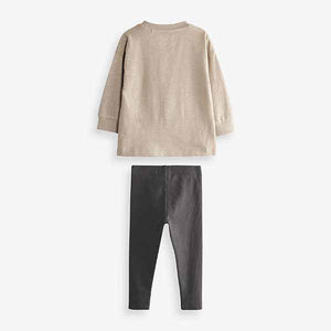 Charcoal Grey Long Sleeve T-Shirt And Leggings Set (3mths-5yrs)