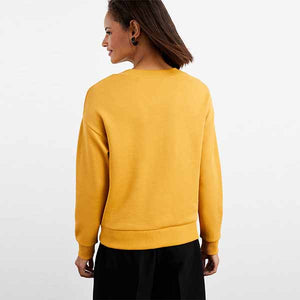 Ochre Yellow Long Sleeve Rib Detail Sweatshirt