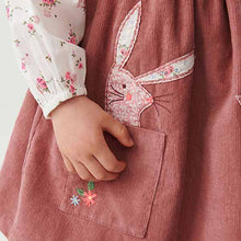 Load image into Gallery viewer, Pink Bunny Pinafore And Blouse Set (3mths-6yrs)

