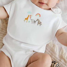 Load image into Gallery viewer, White Bright Character 4 Piece Baby Sleepsuit Bodysuit Hat And Bib Set (0mth-6mths)
