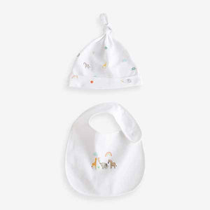 White Bright Character 4 Piece Baby Sleepsuit Bodysuit Hat And Bib Set (0mth-6mths)