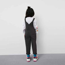 Load image into Gallery viewer, Washed Black Relaxed Dungarees (3-12yrs)
