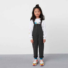 Load image into Gallery viewer, Washed Black Relaxed Dungarees (3-12yrs)
