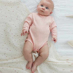 Pink/White/Grey Pointelle Baby Long Sleeve Bodysuits 3 Pack (0mth-18mths)