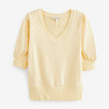 Load image into Gallery viewer, Light Yellow Short Sleeve Cosy Lightweight Jumper
