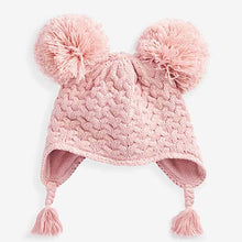 Load image into Gallery viewer, Pink Double Pom Baby Trapper Hat (0mths-18mths)
