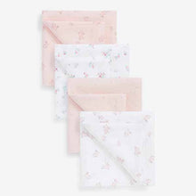 Load image into Gallery viewer, 4 Pack Pink Bunny Baby Muslin Squares
