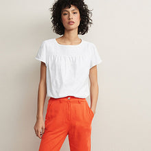 Load image into Gallery viewer, White Smock Neck Short Sleeve Top
