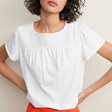 Load image into Gallery viewer, White Smock Neck Short Sleeve Top
