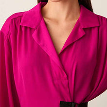 Load image into Gallery viewer, Pink Satin Shirt Dress
