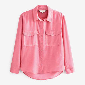 Bright Pink Long Sleeve Utility Shirt
