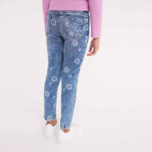 Load image into Gallery viewer, Blue Floral Sequin Skinny Jeans (3-12yrs)
