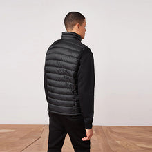 Load image into Gallery viewer, Black Shower Resistant Lightweight Puffer Gilet
