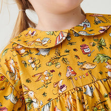 Load image into Gallery viewer, Ochre Yellow Character Collar Tea Dress (3mths-6yrs)
