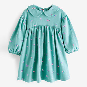 Teal Blue Butterfly Collar Tea Dress (3mths-6yrs)