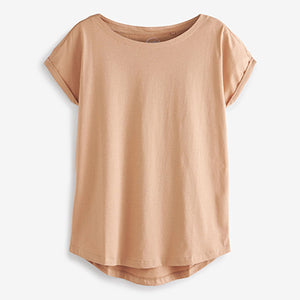 Natural Tan Brown Cap Sleeve T-Shirt