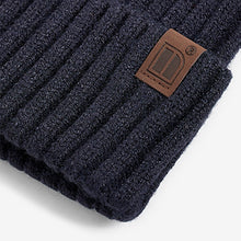 Load image into Gallery viewer, Navy Blue Knitted Rib Beanie (1-13yrs)
