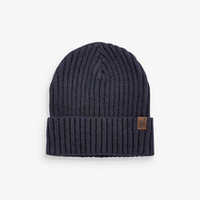 Load image into Gallery viewer, Navy Blue Knitted Rib Beanie (1-13yrs)
