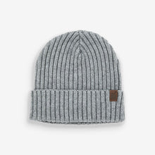 Load image into Gallery viewer, Grey Knitted Rib Beanie (1-13yrs)
