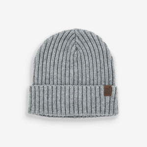 Grey Knitted Rib Beanie (1-13yrs)