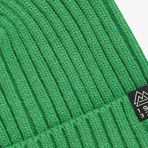 Green Knitted Rib Beanie (1-13yrs)