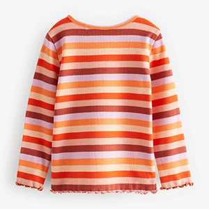 Orange Stripe Long Sleeve Rib T-Shirt (3mths-6yrs)