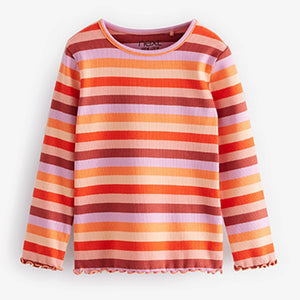 Orange Stripe Long Sleeve Rib T-Shirt (3mths-6yrs)